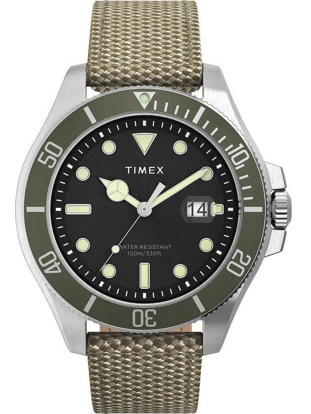 Timex Men's Harborside Coast 43mm Fabric Strap Watch Tan TW2U81800VQ.