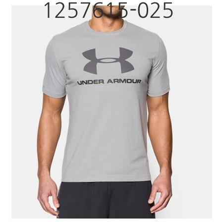 UNDER ARMOUR Mens Sportstyle Logo T-Shirt True Gray Heather/Black/Graphite 1257615-025.