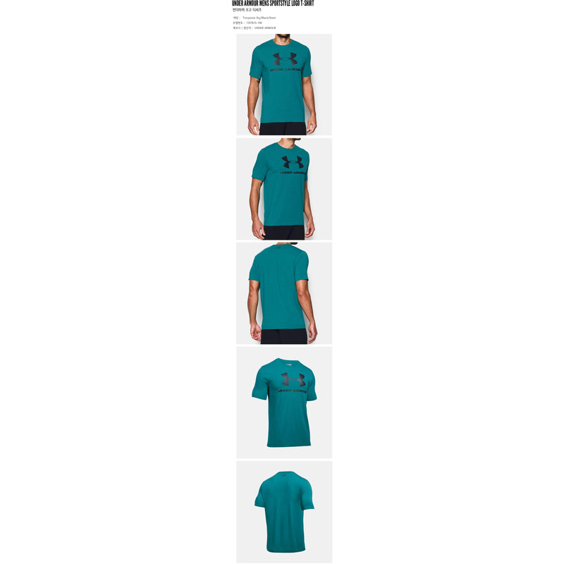 UNDER ARMOUR Mens Sportstyle Logo T-Shirt Turquoise Sky/Black/Steel 1257615-158.