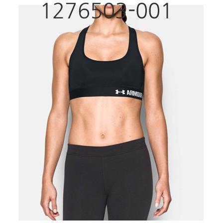 UNDER ARMOUR Womens Armour Crossback Mid Sports Bra Black/White 1276503-001.