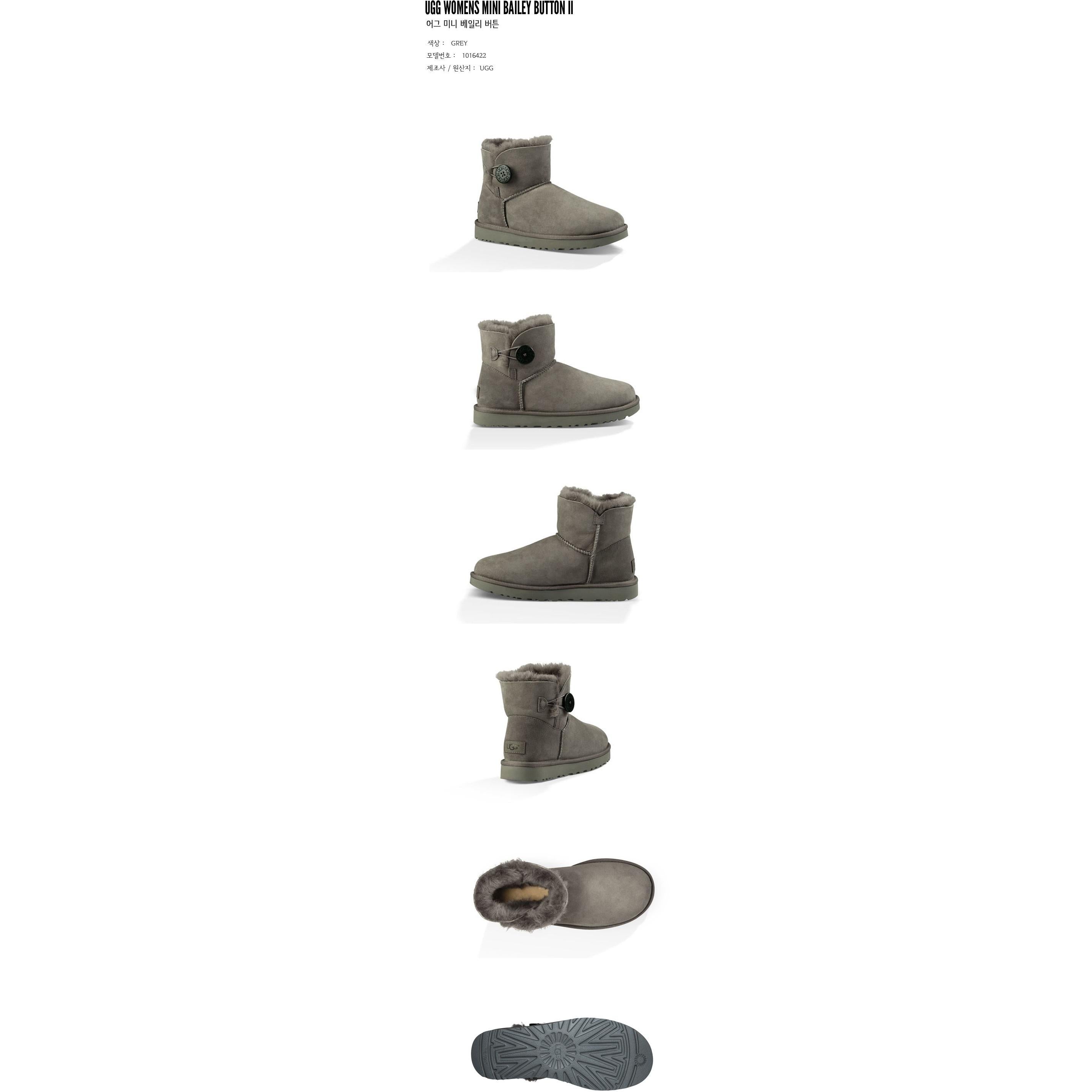 UGG Womens Mini Bailey Button Grey 1016422.