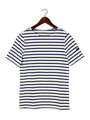 Saint James LEVANT MOD E Kids Breton Stripe Short Sleeve Shirt Ecrue/Marine 2068-50.