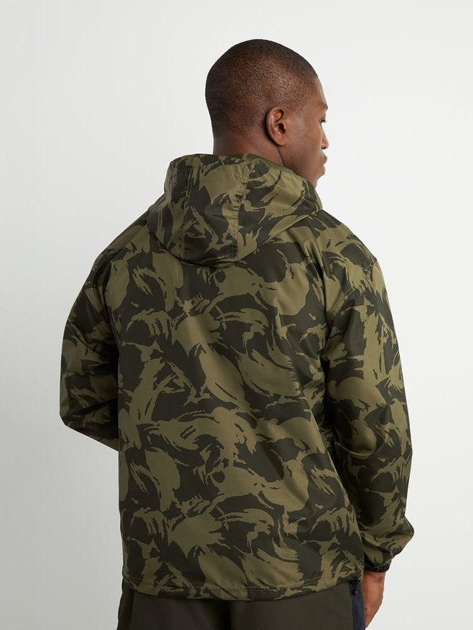 Champion Unisex Packable All Over Print Jacket Brushstroke Camo Cargo Olive/Army V1012P 549369.