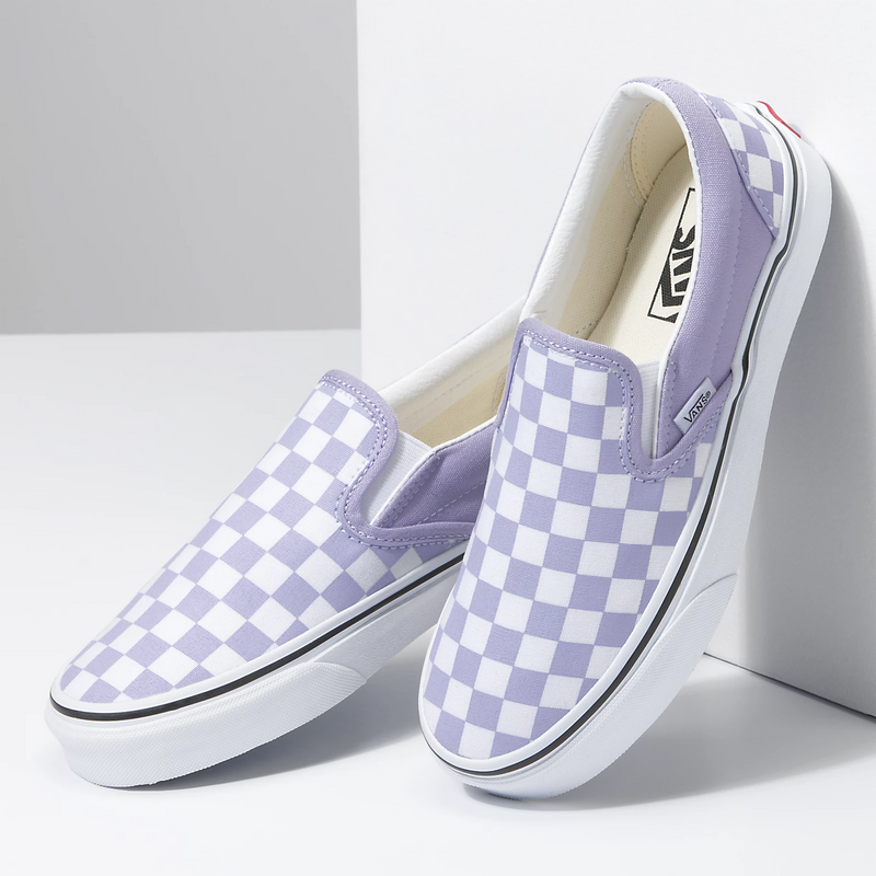 Purple slip on vans checkerboard Clearance