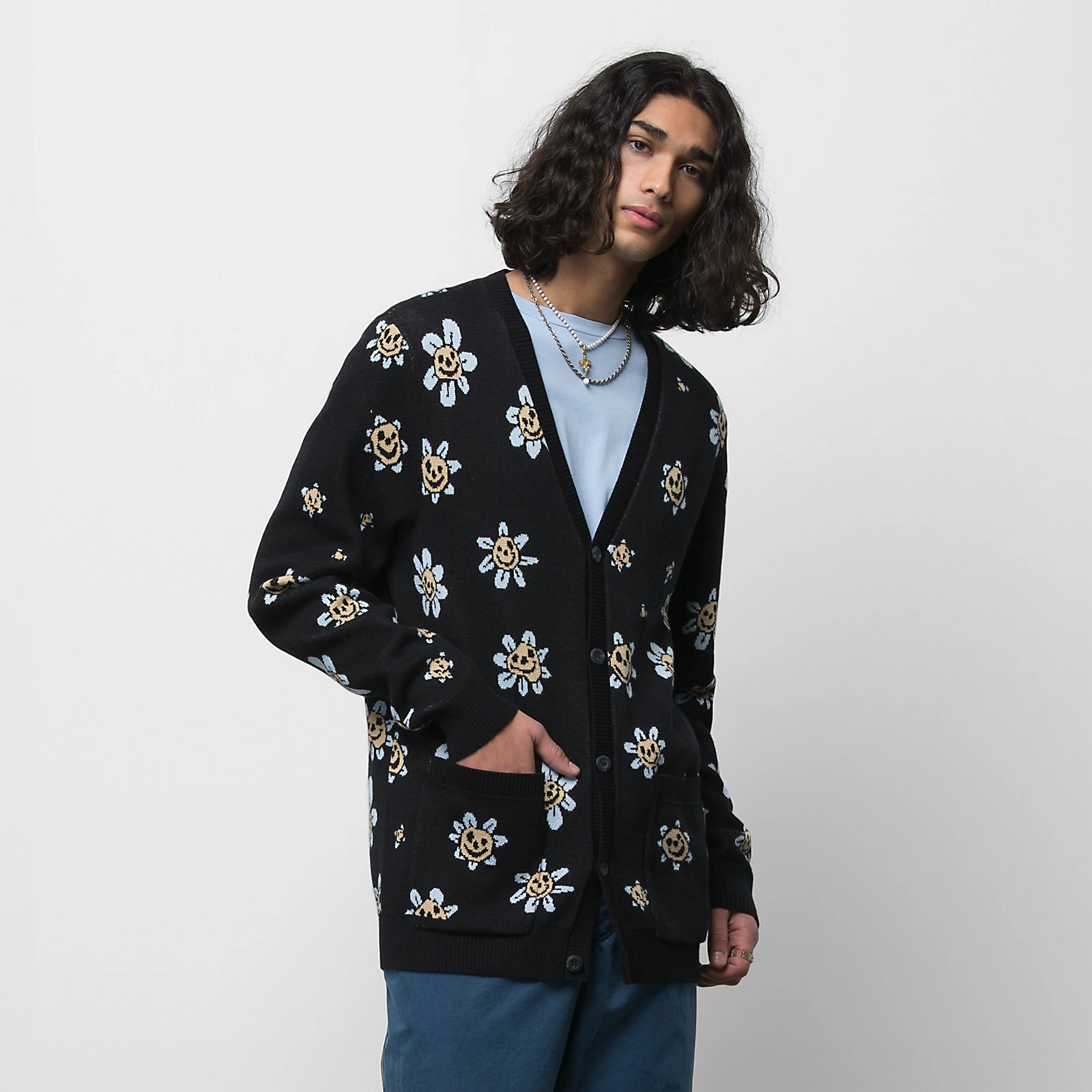 Vans Men's Hilltoop Cardigan Sweater Black VN0A7SDWBLK.