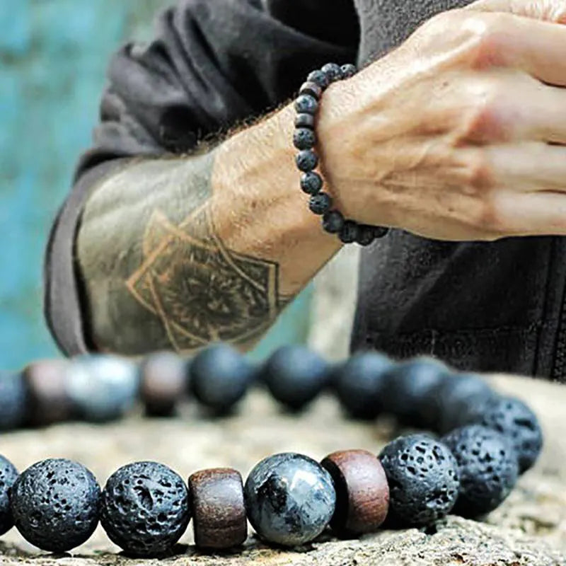 Lava Wooden Stone Bracelet for Men - APLAZE
