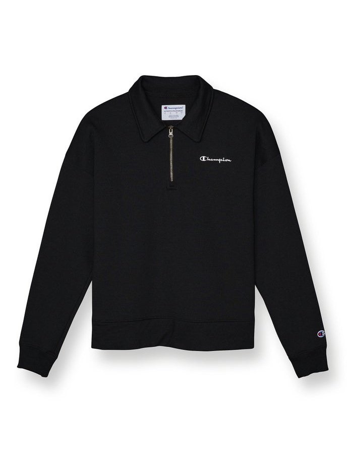 Champion Men's Powerblend Quarter Zip Sweatshirt Black W4635 586GNA 001.