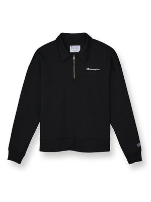 Champion Men's Powerblend Quarter Zip Sweatshirt Black W4635 586GNA 001.
