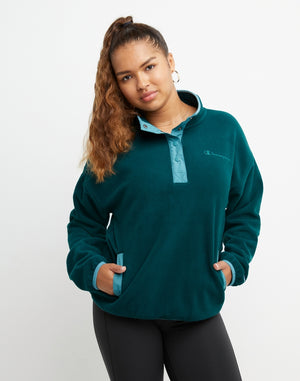 Champion Women's Explorer Fleece Snap Pullover Night Garden/Aqua Tonic W4662 586PZA AY7M.