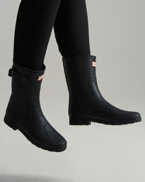 Hunter Women's Refined Slim Fit Short Rain Boots Black WFS2200RMA BLK - APLAZE