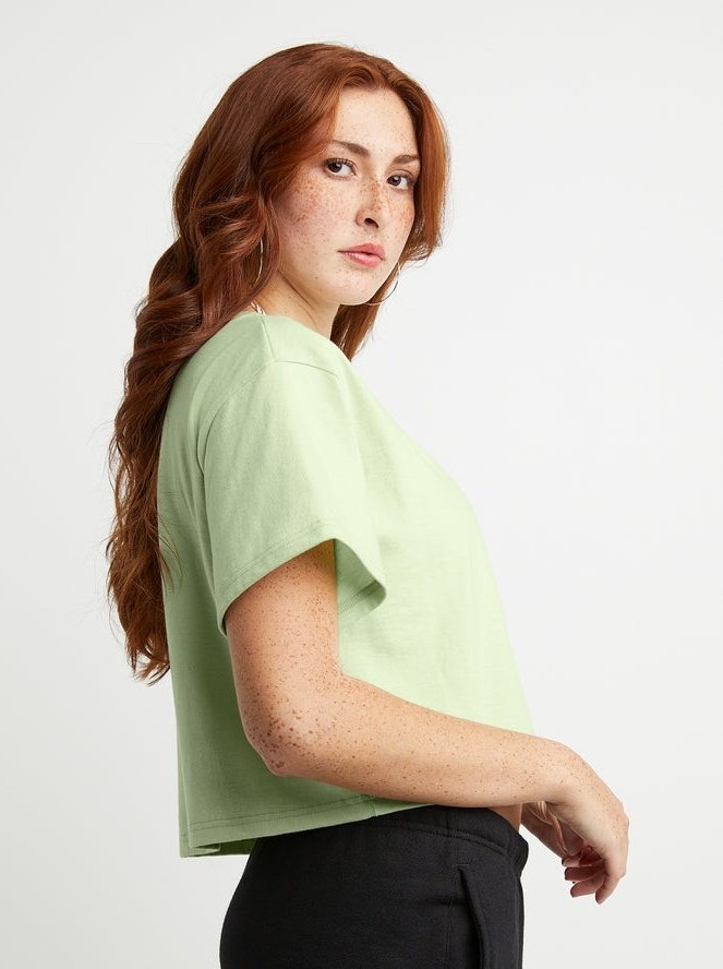 Champion Womens Heritage Cropped T-Shirt C Logo Mint To Be Green WL956