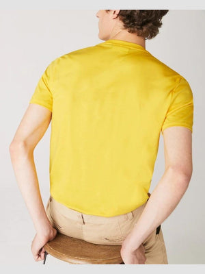 Lacoste Mens V-neck Pima Cotton Jersey T-shirt Yellow TH6710 US3.