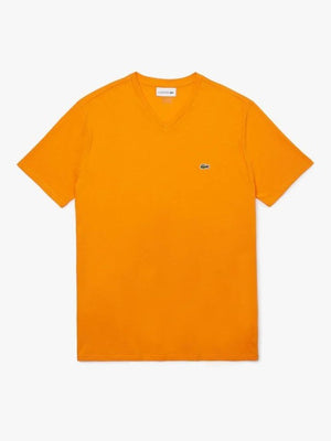 Lacoste Mens V-neck Pima Cotton Jersey T-shirt Orange TH6710 DRA.