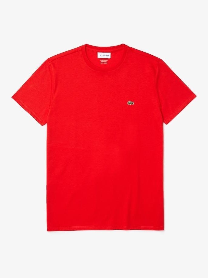 Lacoste Mens Crew Neck Pima Cotton Jersey T-shirt Red TH6709 F8M.