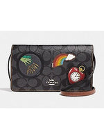Coach Hayden Fold Over With Wizard Of Oz Patches Clutch Crossbody Bag Black F39268.