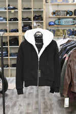 Moose Knuckles Ladies Hoodie Classic Her Bunny Black with White Faux MK8601LS-803.