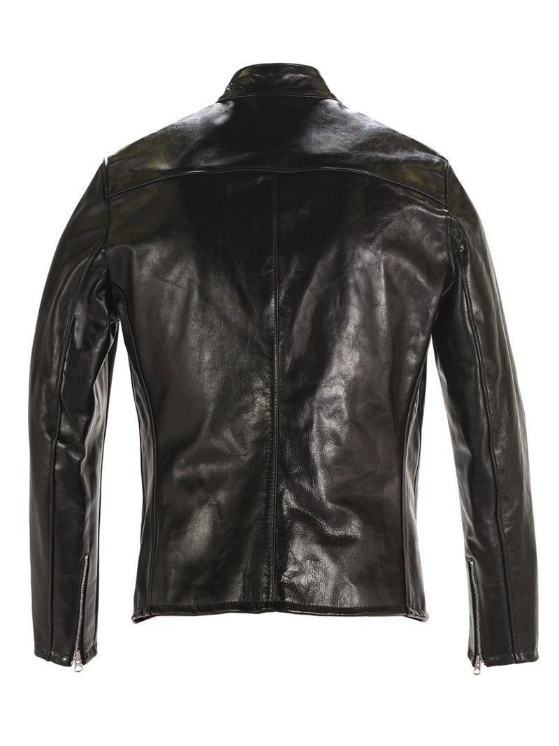 Schott NYC Men Cowhide Casual Racer Leather Jacket Black 654 BLK.